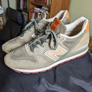 New Balance Olive and Cream Sneakers